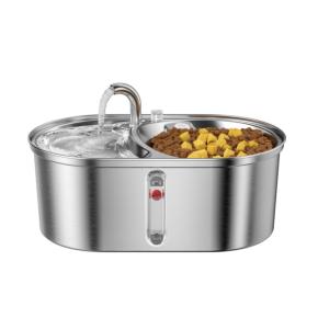 3.2L stainless pet water fountain with food bowl EWF140